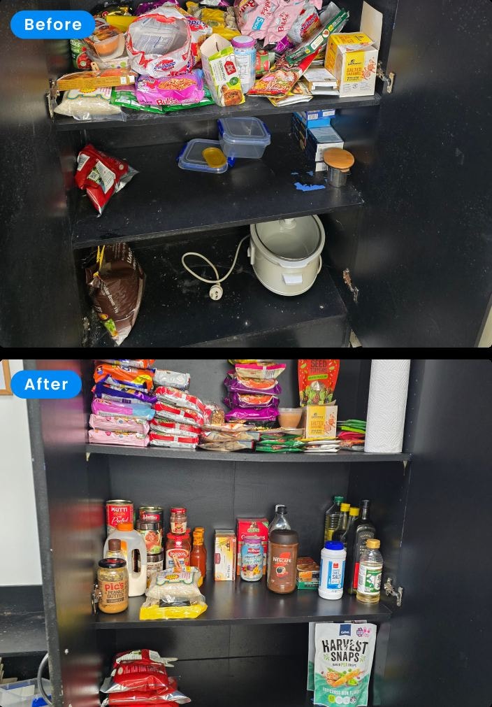 Before and after pantry clean